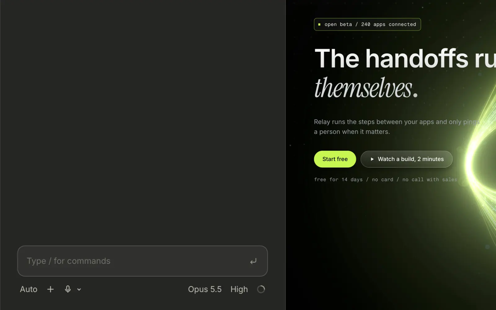 The copied prompts pasted into Claude Code, and the restyled site live on localhost.